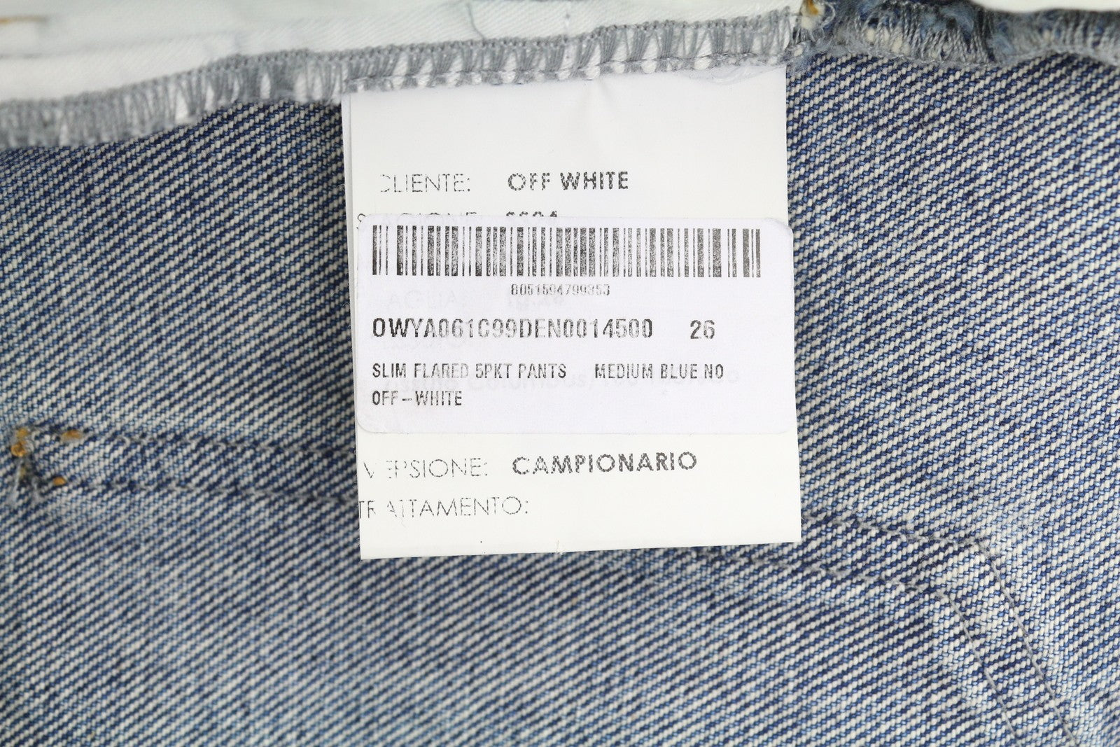 OFF-WHITE c/o VIRGIL ABLOH Slim Flared 5PKT Women Jeans W26 Blue Faded Bootcut