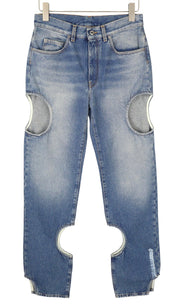 OFF-WHITE c/o VIRGIL ABLOH Meteor Denim Women Jeans W27 Blue Cut-Out RRP765