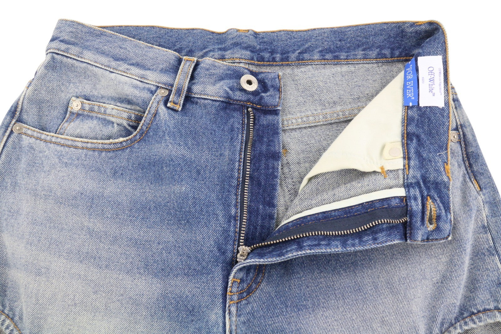 OFF-WHITE c/o VIRGIL ABLOH Meteor Denim Women Jeans W27 Blue Cut-Out RRP765