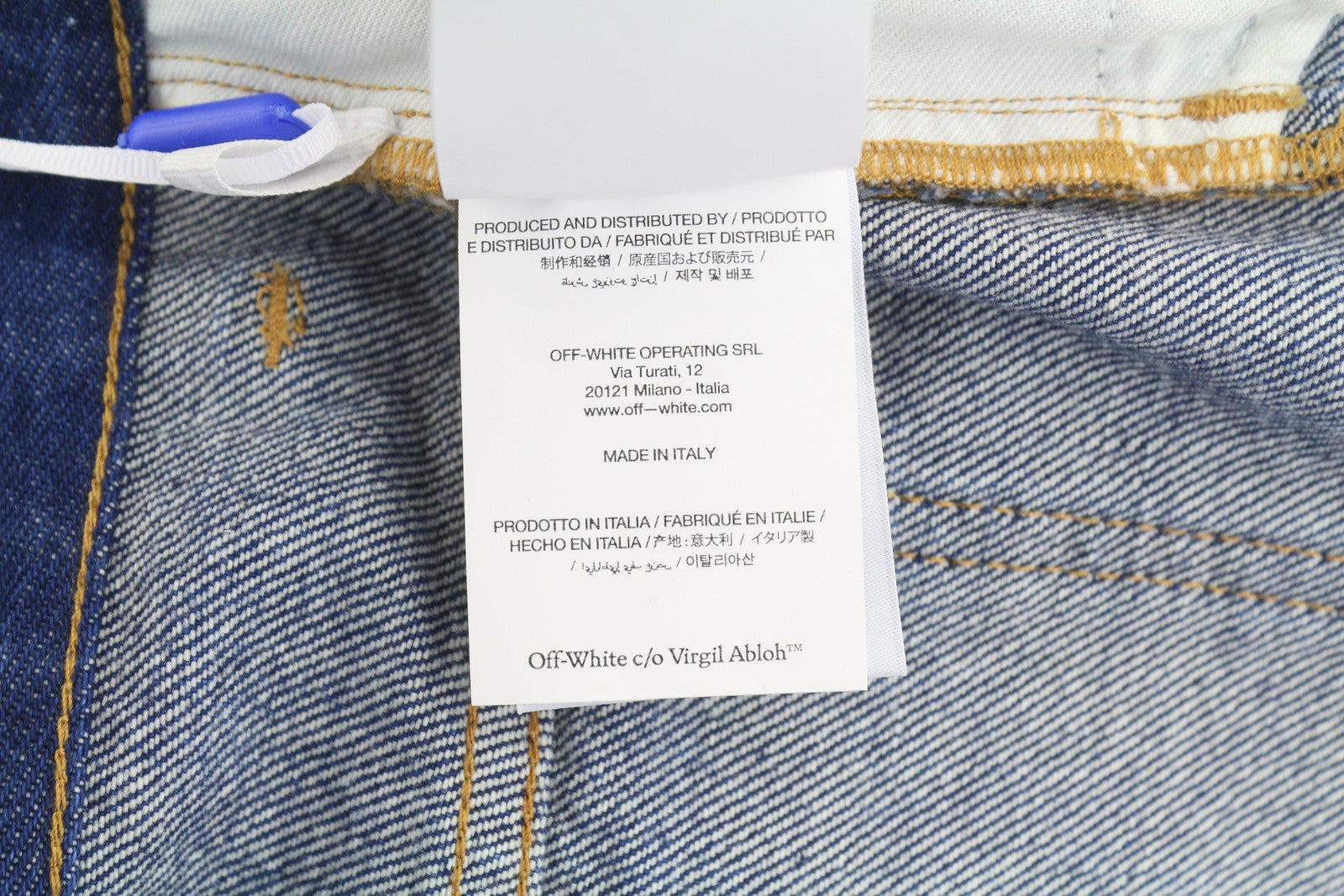 OFF-WHITE c/o VIRGIL ABLOH Meteor Denim Women Jeans W27 Blue Cut-Out F25 RRP765
