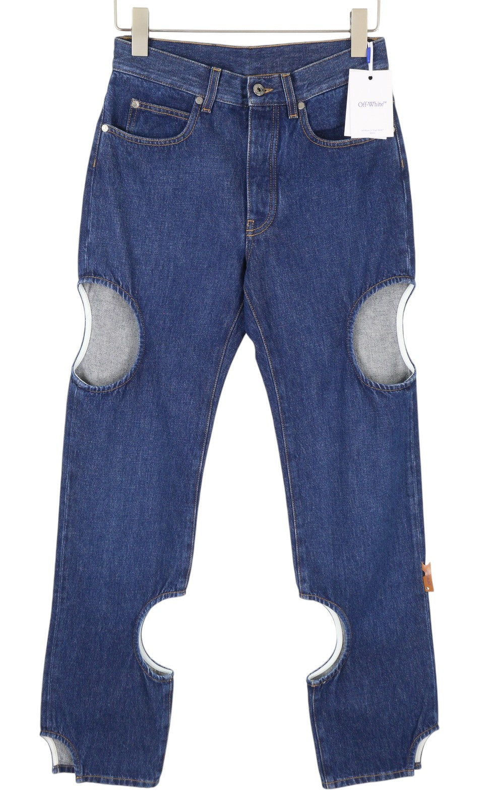 OFF-WHITE c/o VIRGIL ABLOH Meteor Denim Women Jeans W27 Blue Cut-Out F25 RRP765