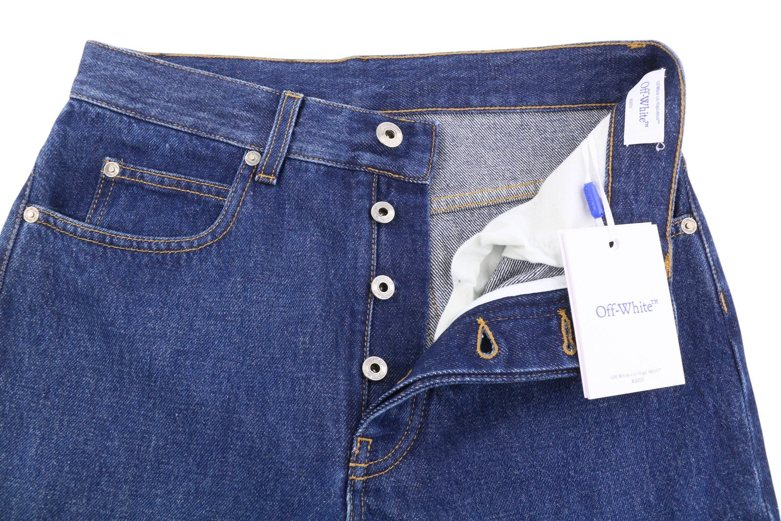 OFF-WHITE c/o VIRGIL ABLOH Meteor Denim Women Jeans W26 Blue Cut Out F25 RRP765