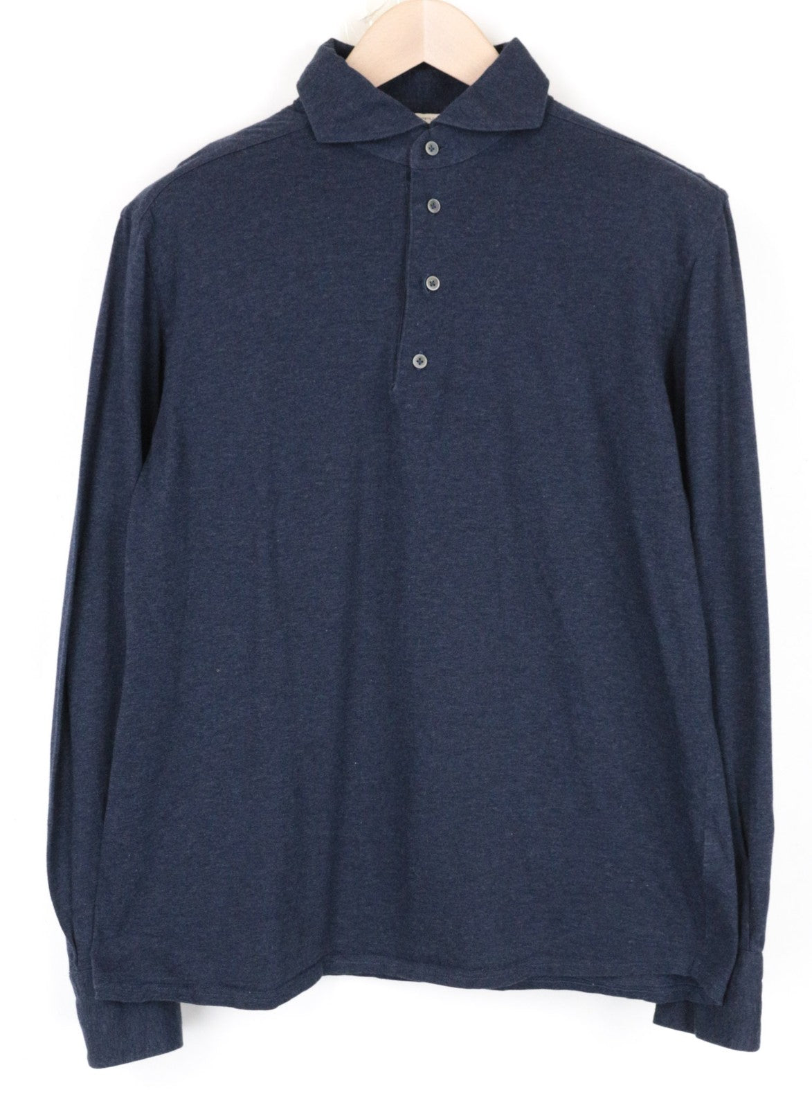 SUITSUPPLY Men's Formal Shirt ~M Melange Blue Egyptian Cotton Slim Jersey Polo