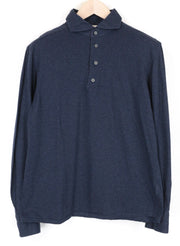 SUITSUPPLY Men's Formal Shirt ~M Melange Blue Egyptian Cotton Slim Jersey Polo