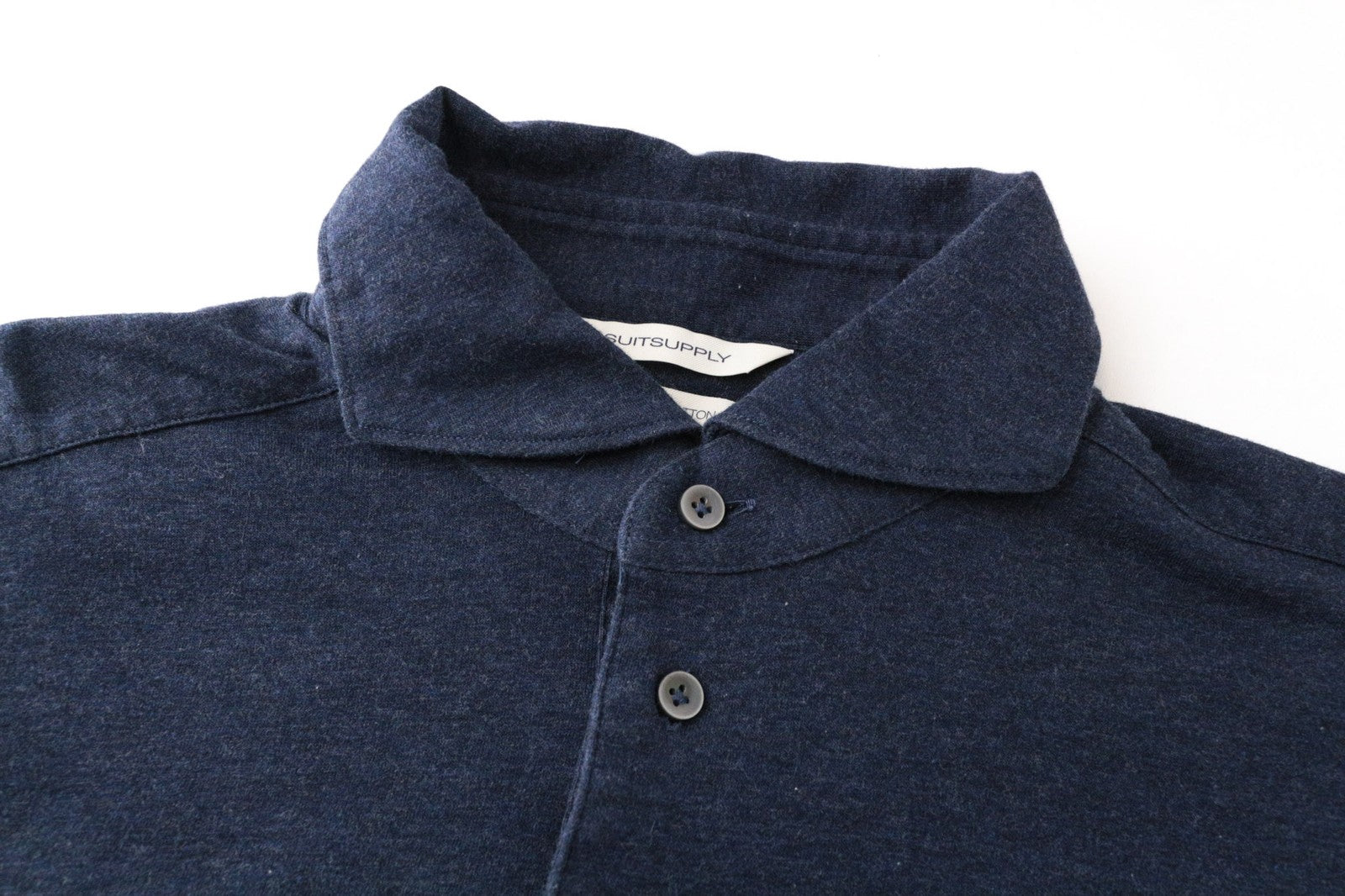 SUITSUPPLY Men's Formal Shirt ~M Melange Blue Egyptian Cotton Slim Jersey Polo