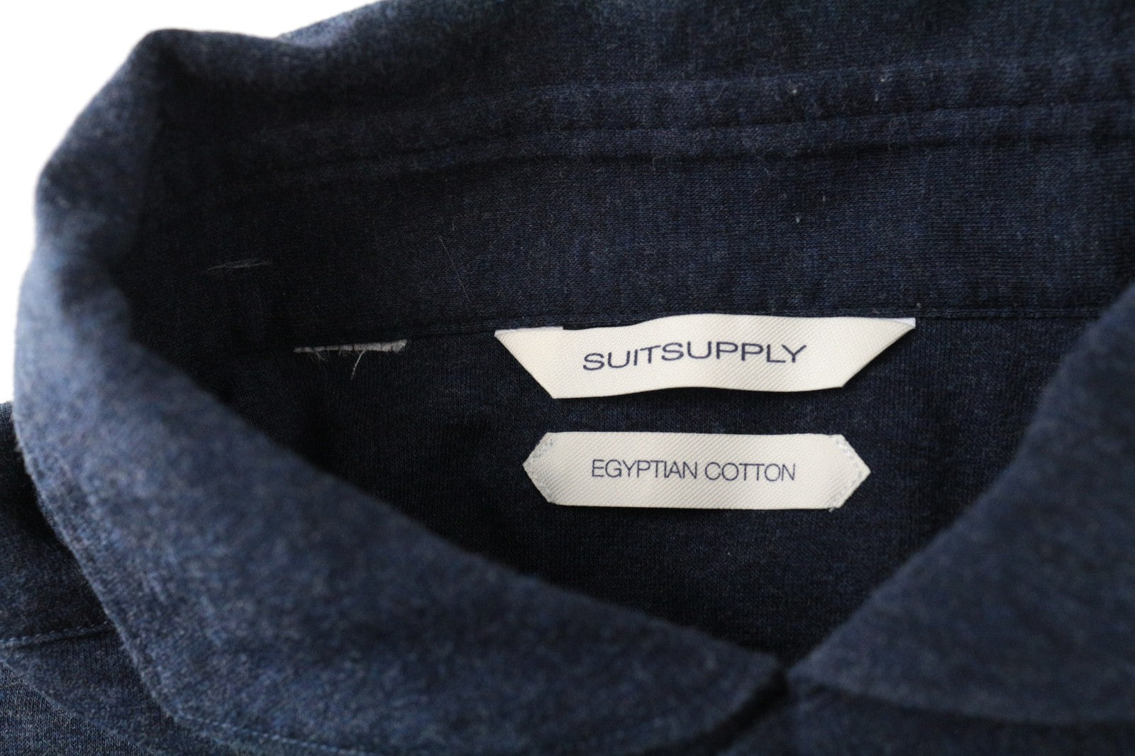 SUITSUPPLY Men's Formal Shirt ~M Melange Blue Egyptian Cotton Slim Jersey Polo