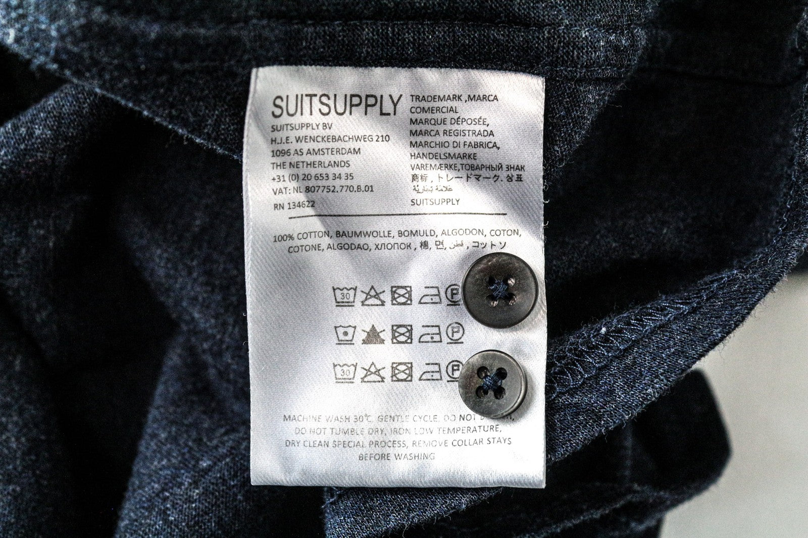 SUITSUPPLY Men's Formal Shirt ~M Melange Blue Egyptian Cotton Slim Jersey Polo