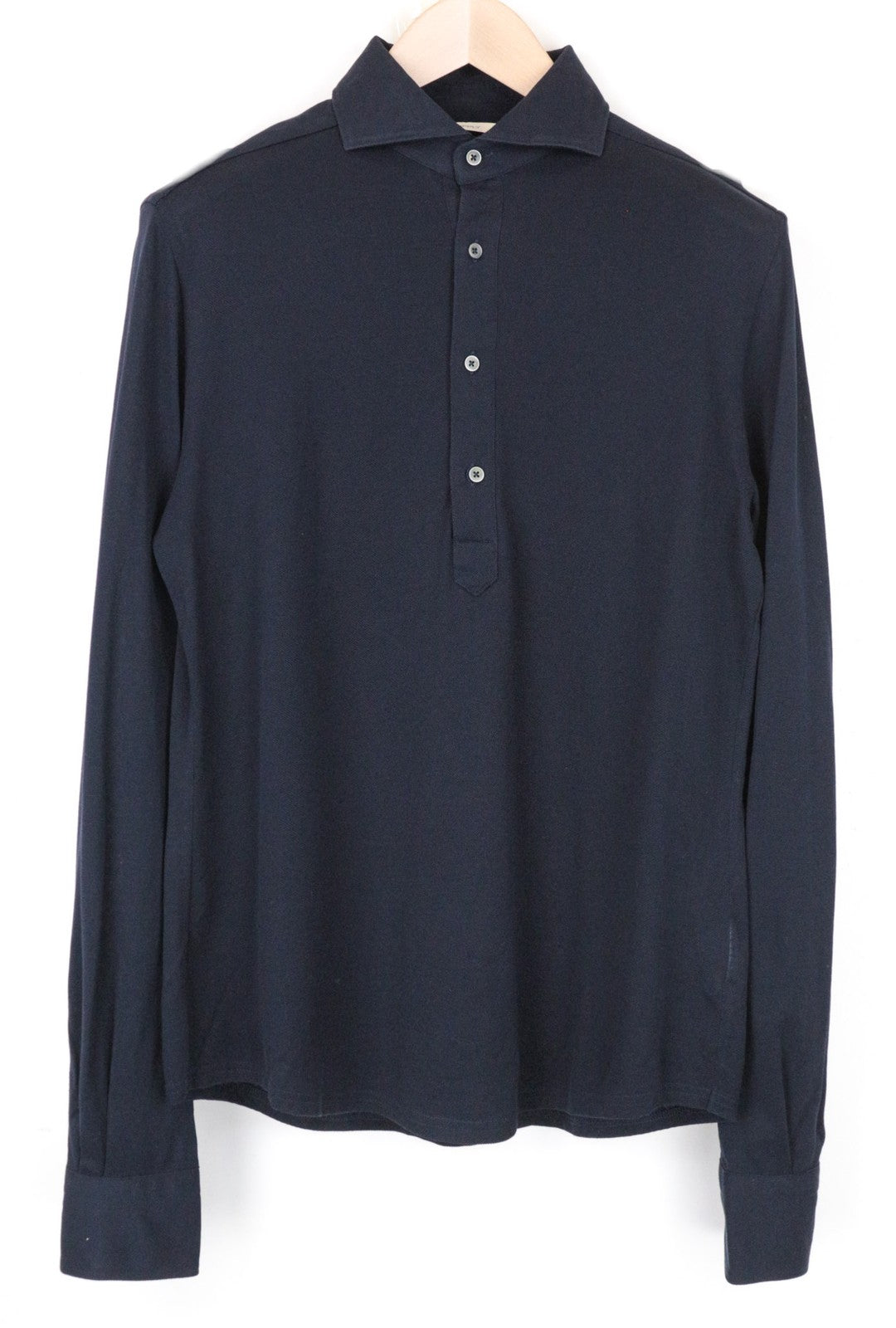 SUITSUPPLY Men's Formal Shirt 37/14 1/2 Navy Cotton Polo Slim Cutaway Extra Fit