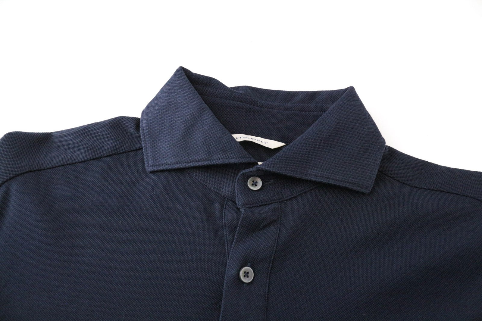 SUITSUPPLY Men's Formal Shirt 37/14 1/2 Navy Cotton Polo Slim Cutaway Extra Fit