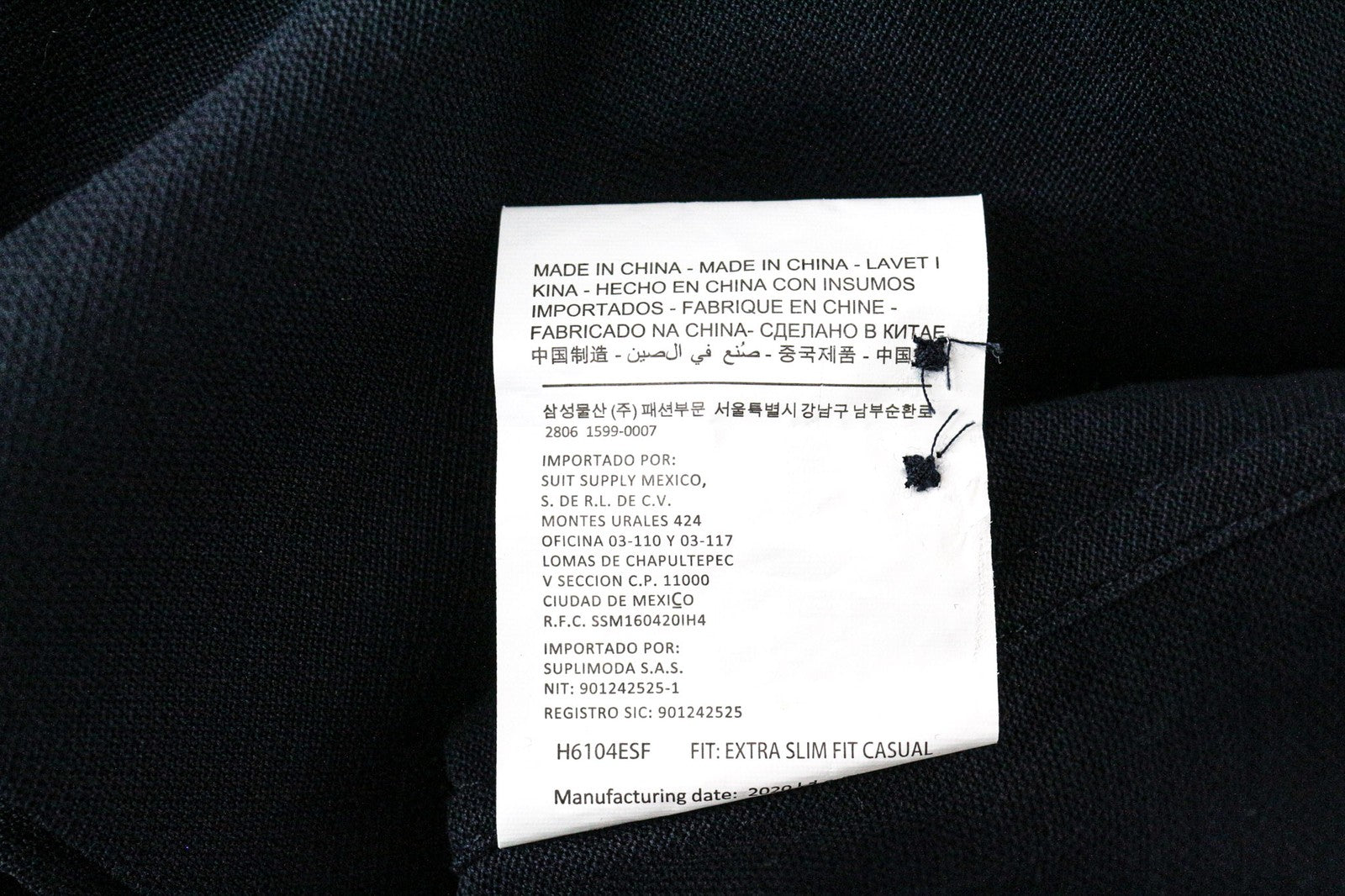 SUITSUPPLY Men's Formal Shirt 37/14 1/2 Navy Cotton Polo Slim Cutaway Extra Fit