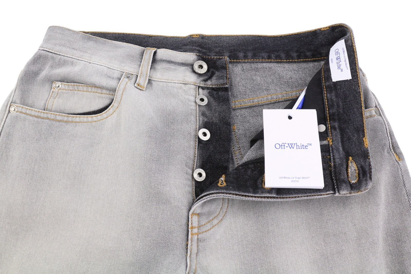 OFF-WHITE c/o VIRGIL ABLOH Meteor Denim Bleach Women Jeans W27 Grey F25 RRP765