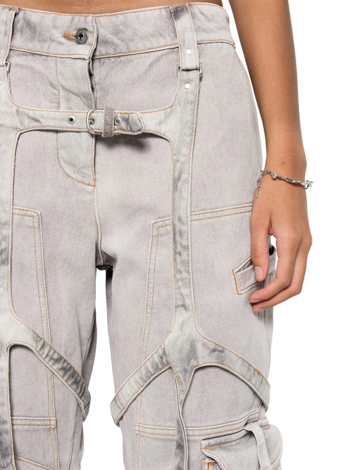 OFF-WHITE c/o VIRGIL ABLOH Laundry Cargo Over Pants Women Jeans W26 RRP2088