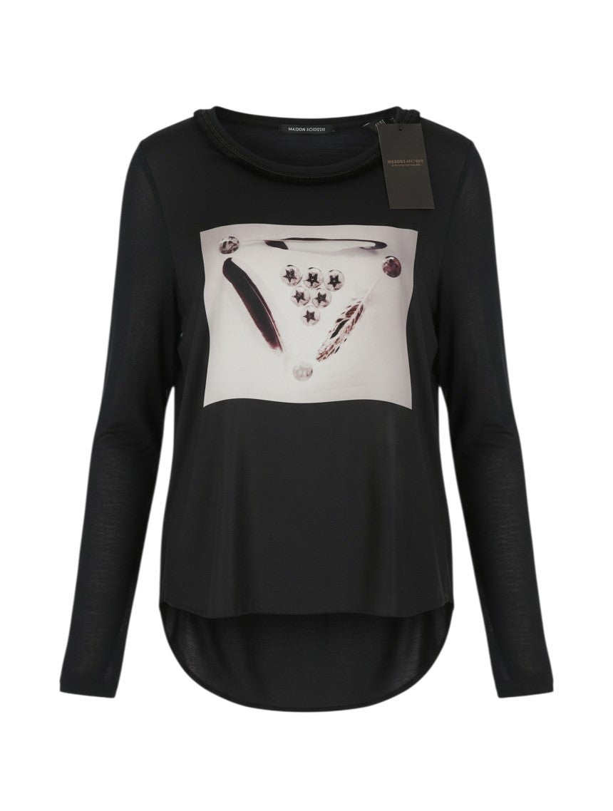 Schwarzes Modal-T-Shirt