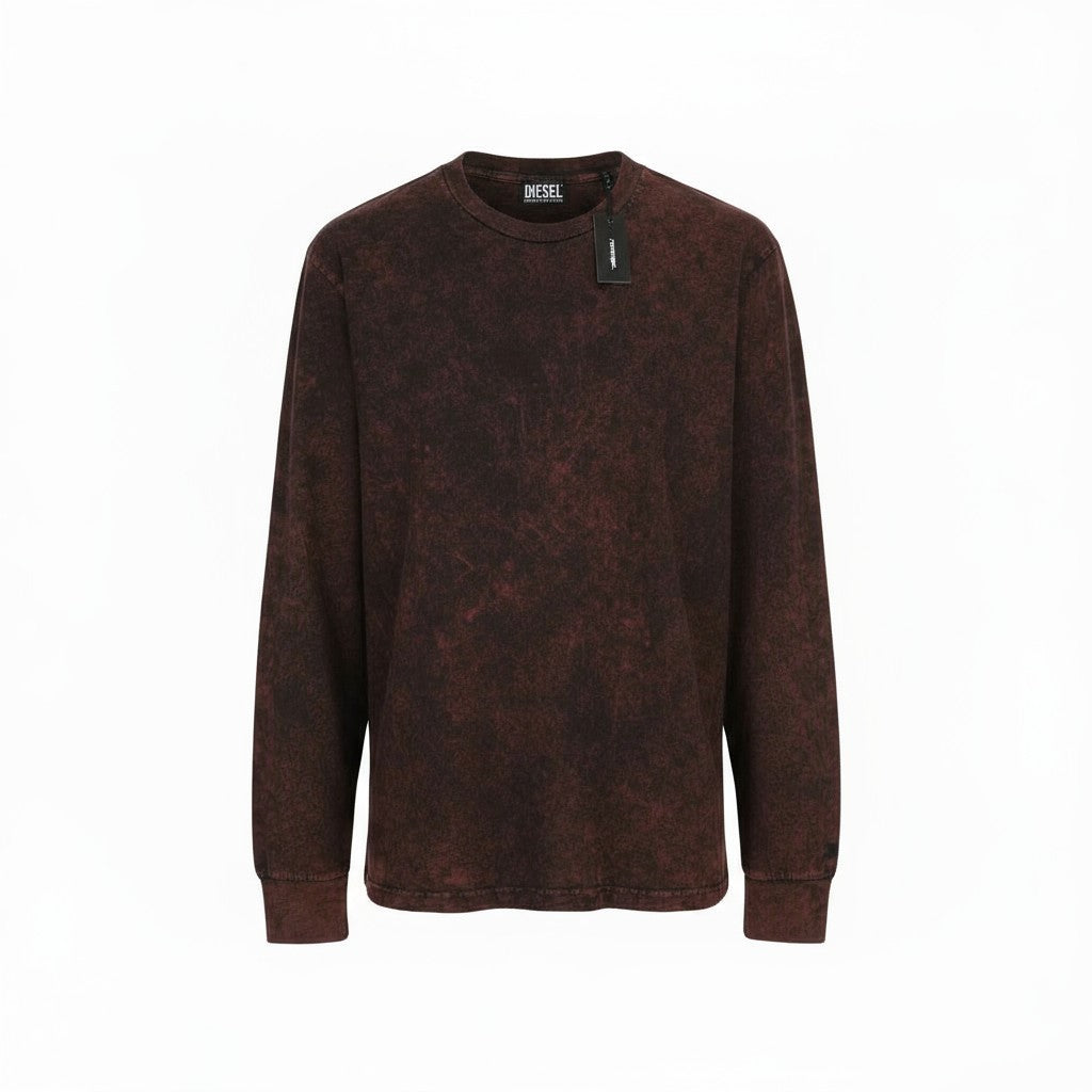DIESEL Herren-T-Shirt T-Glyn L Acid-Wash mit langen Ärmeln, Rundhalsausschnitt und Trikot-Logo