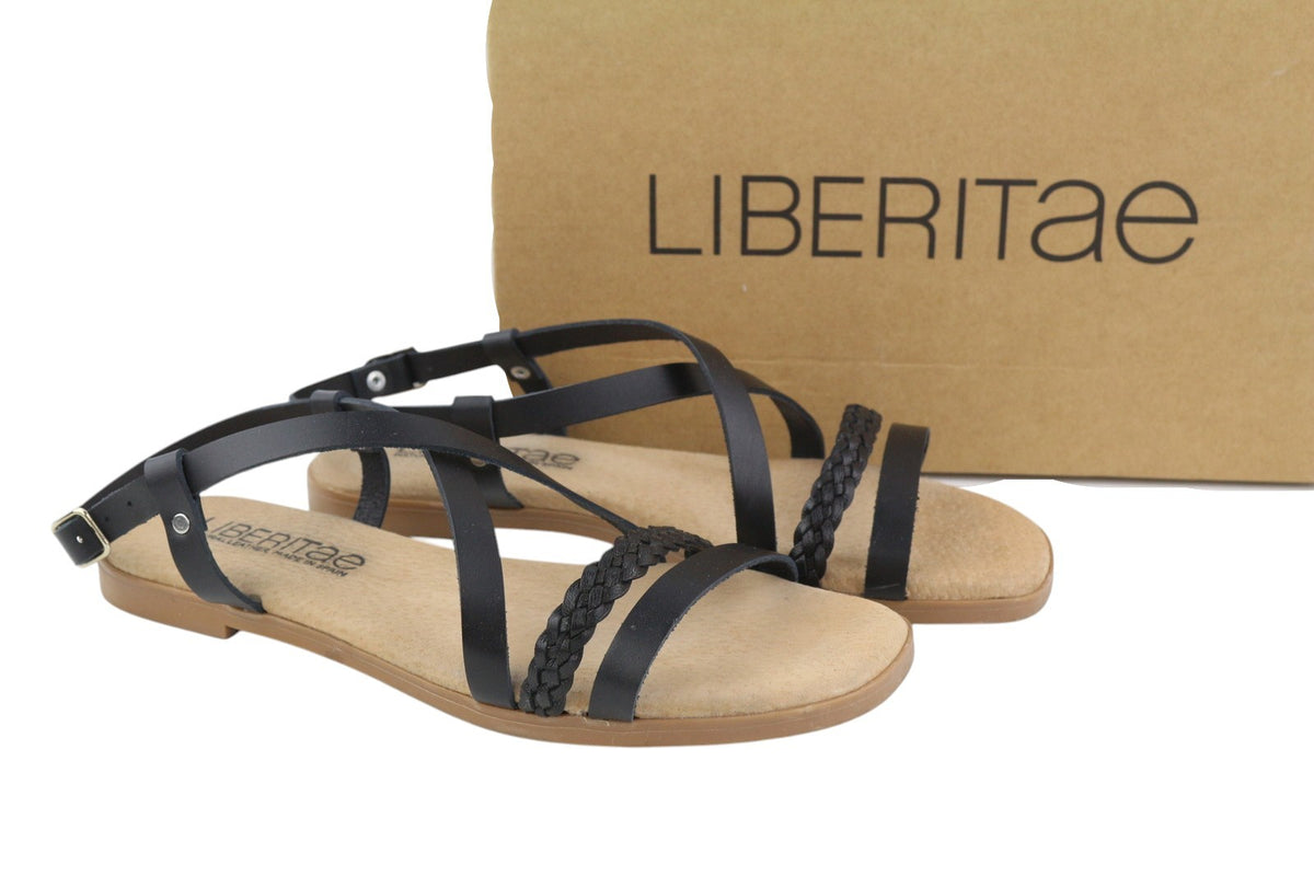 Schwarze Ledersandalen