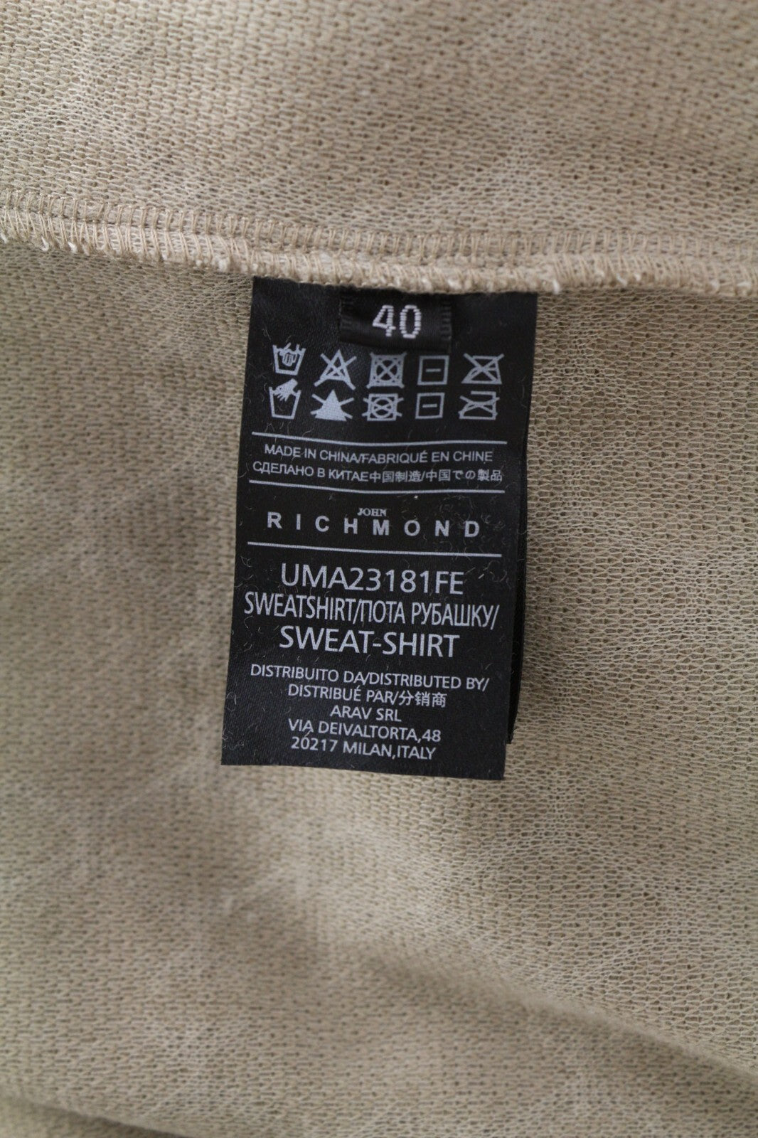 JOHN RICHMOND Mens Set M Brown Patterned Sweatshirt Straight  Pants 2 Pc