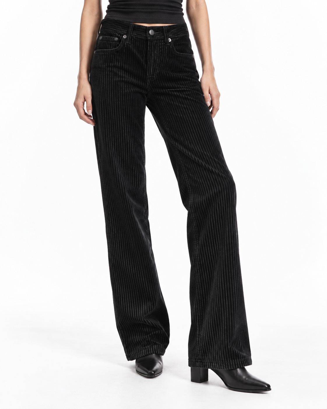 Trousers Charlotte Black Velvet Stripe
