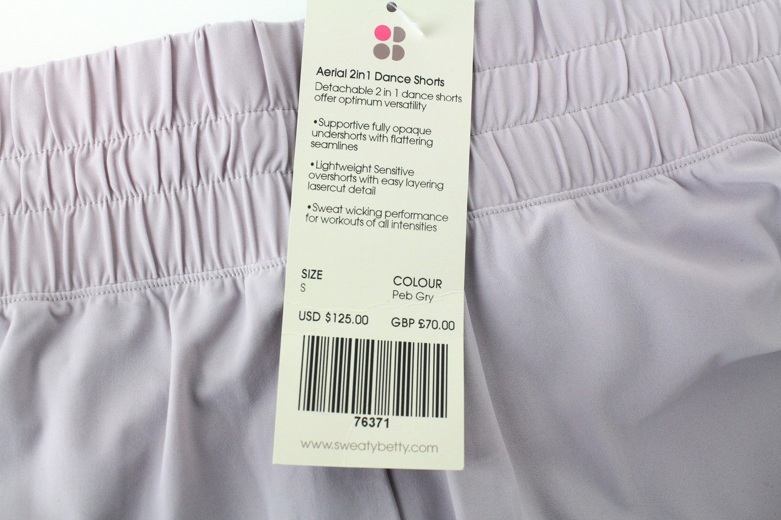 SWEATY BETTY Aerial 2in1 Women's Sport Short S Pink Detachable Workout Dance