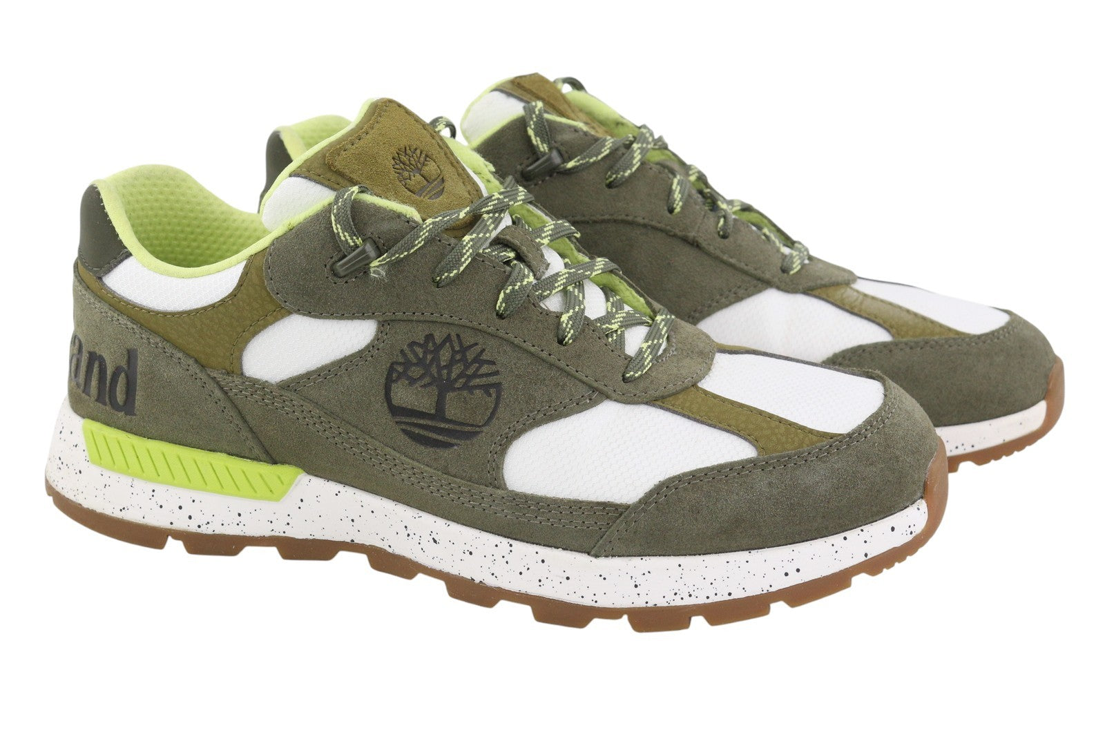 TIMBERLAND A2QUH Men Sneakers EU43.5/44.5 Green Leather Almond Toe Low Top Laced