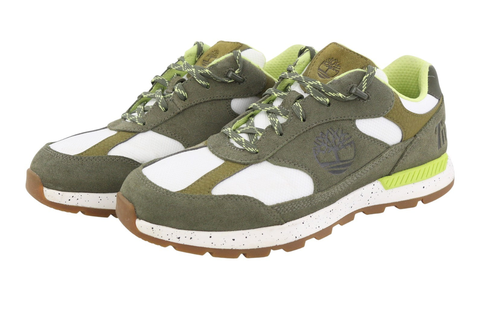 TIMBERLAND A2QUH Men Sneakers EU43.5/44.5 Green Leather Almond Toe Low Top Laced