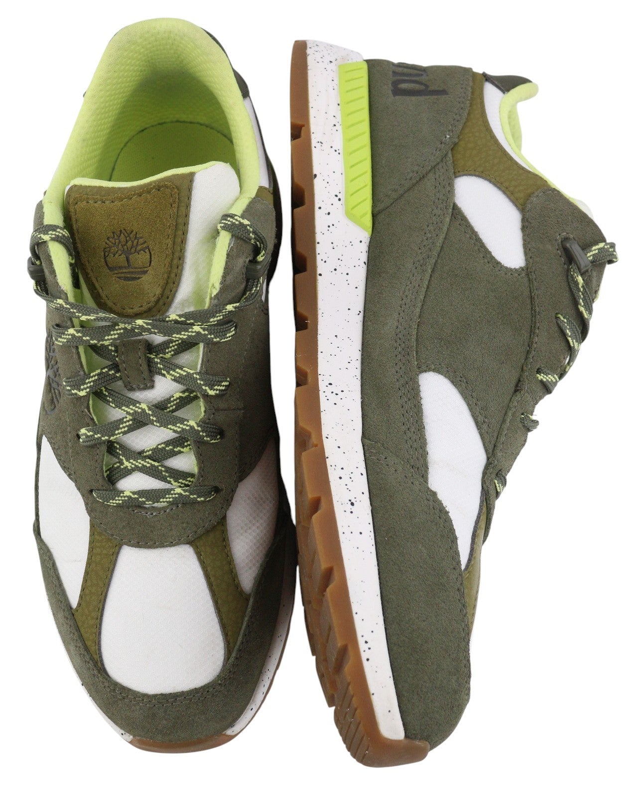 TIMBERLAND A2QUH Men Sneakers EU43.5/44.5 Green Leather Almond Toe Low Top Laced