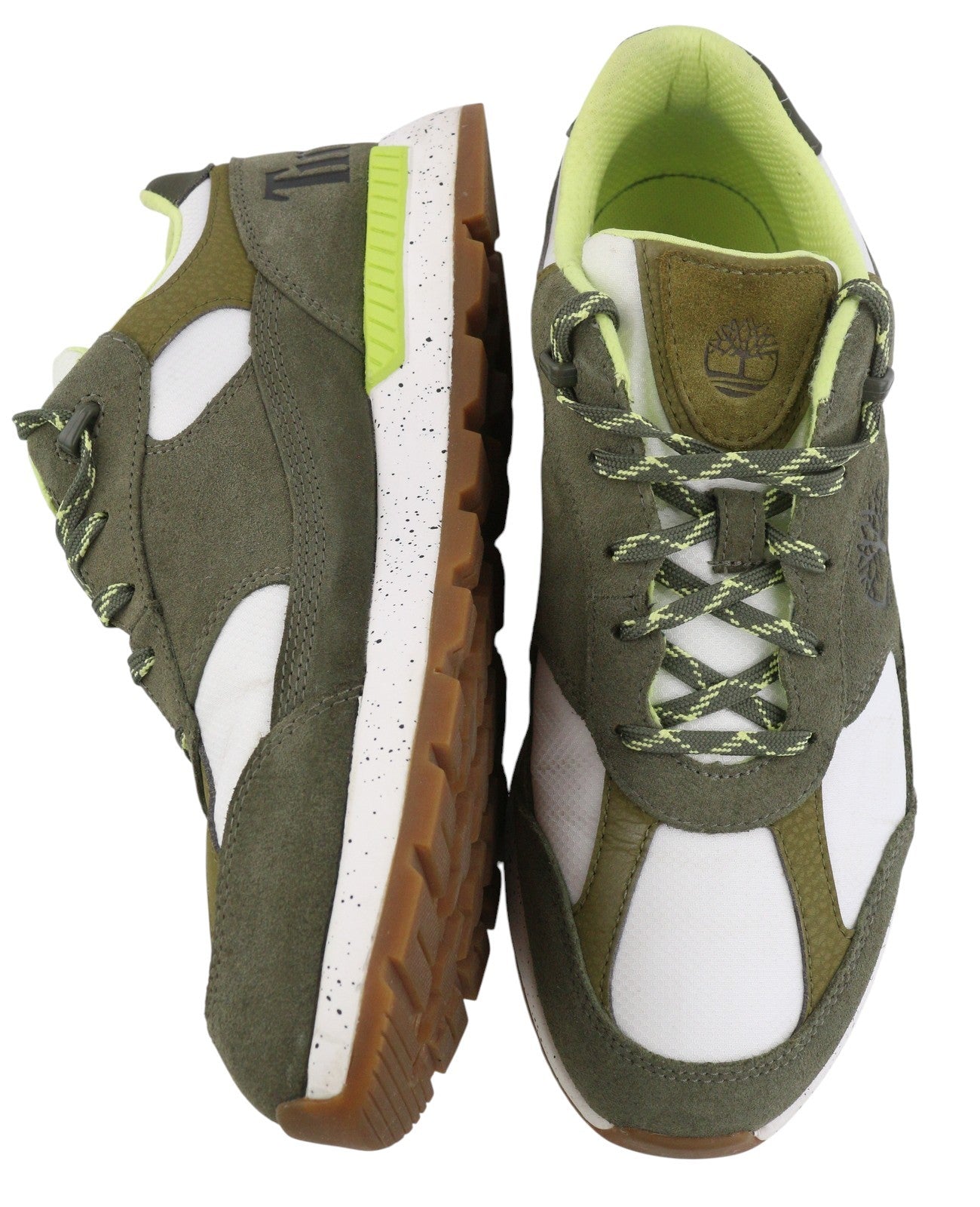 TIMBERLAND A2QUH Men Sneakers EU43.5/44.5 Green Leather Almond Toe Low Top Laced