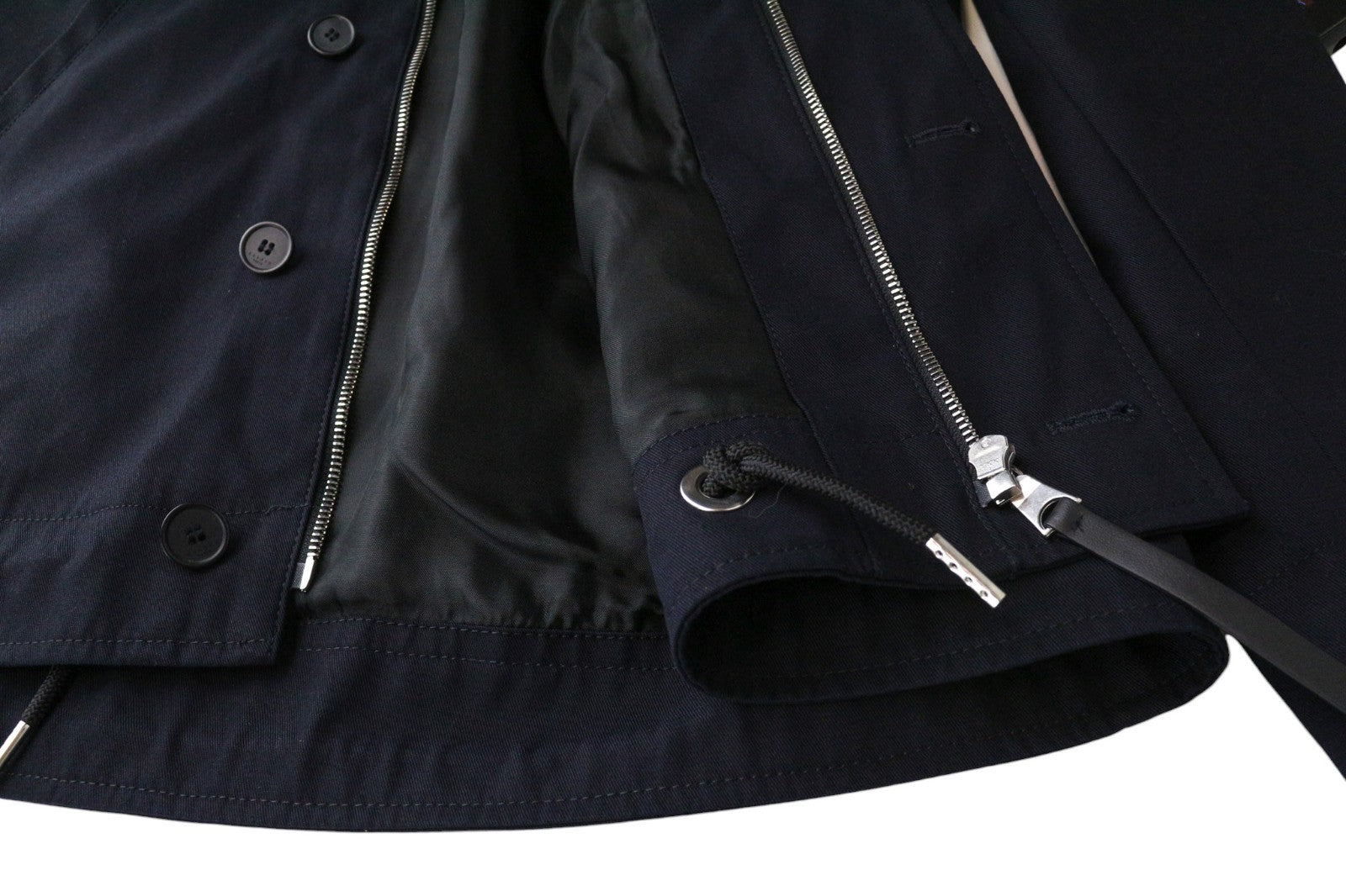 SANDRO Men's Jacket XS Navy Blue Casual Cotton Hooded Single-Breasted Coat