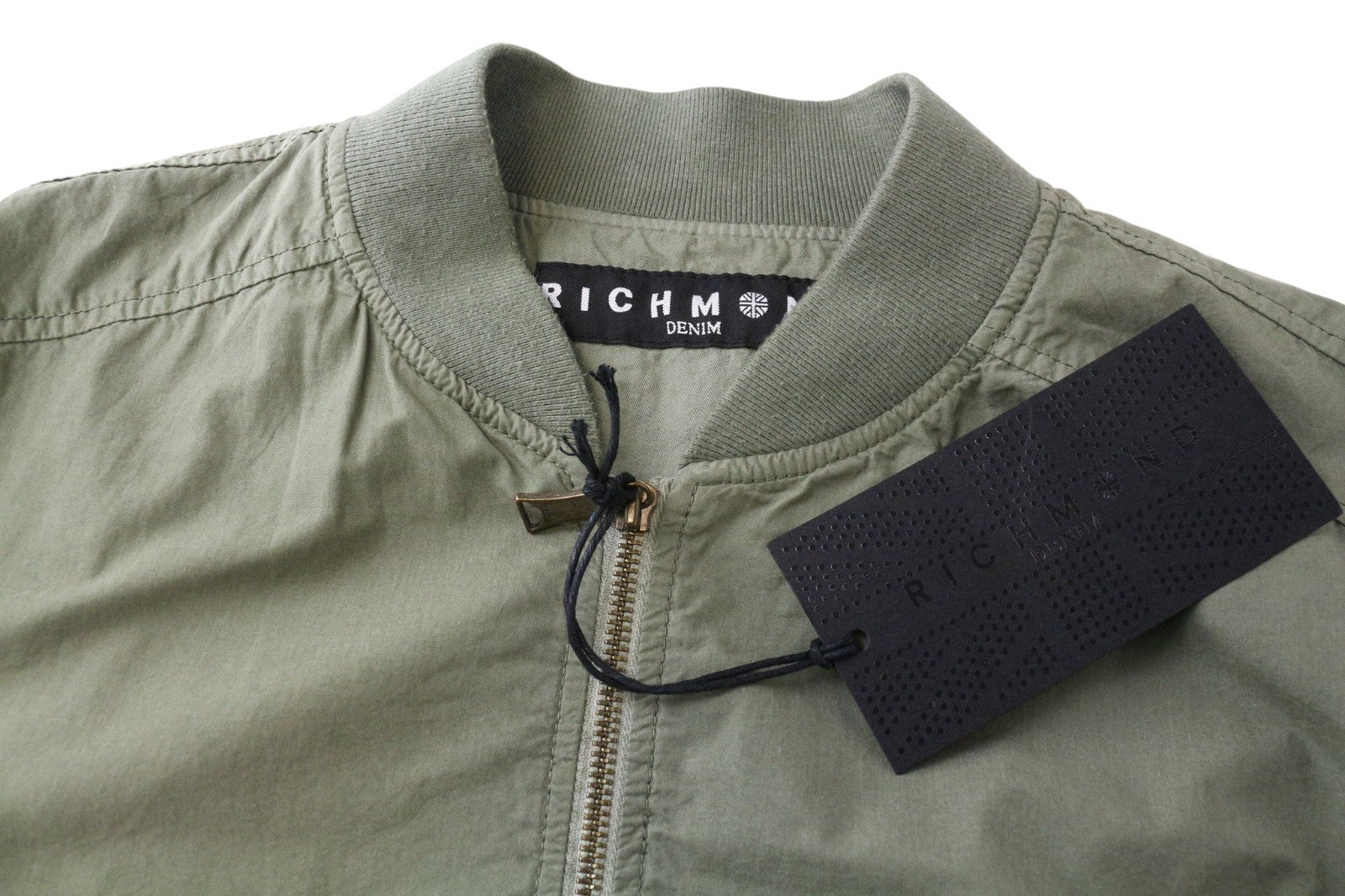 RICHMOND Men's Bomber Jacket 48 Green Pure Cotton Lightweight Casual Style