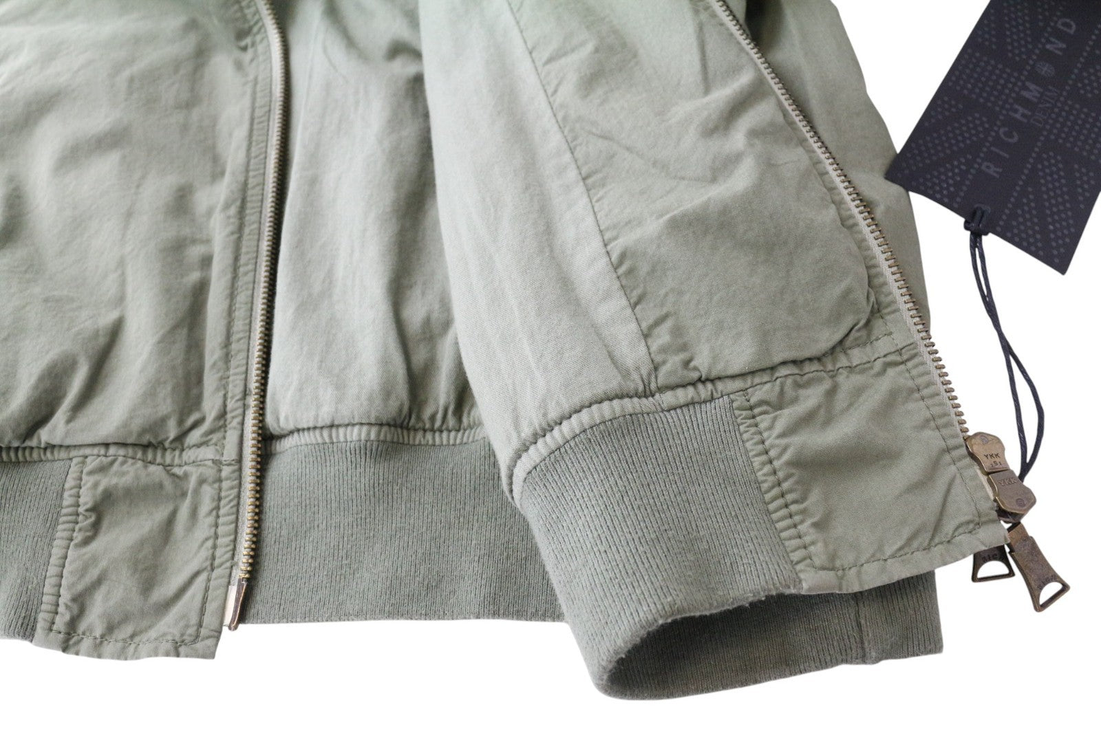 RICHMOND Men's Bomber Jacket 48 Green Pure Cotton Lightweight Casual Style