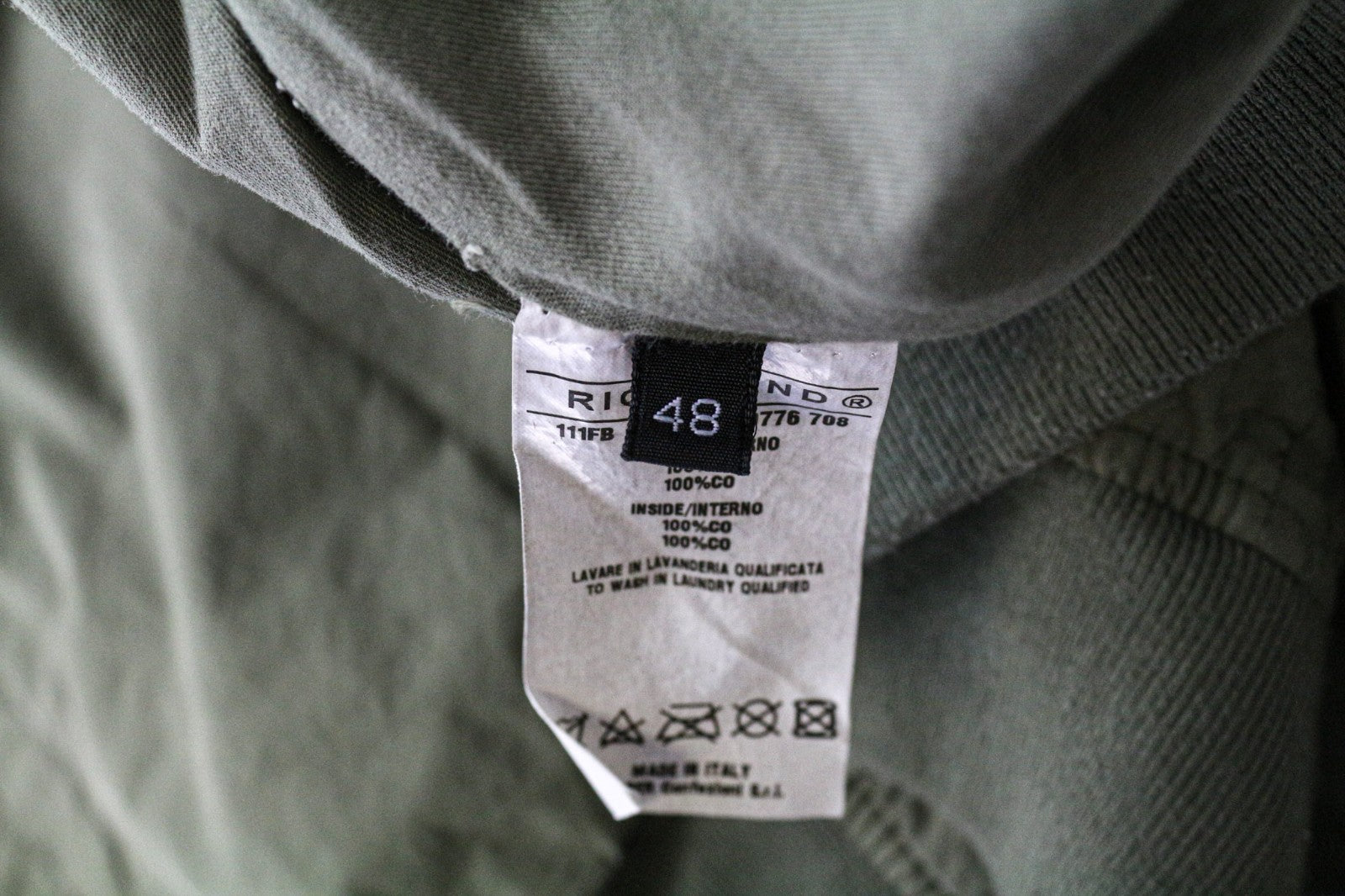 RICHMOND Men's Bomber Jacket 48 Green Pure Cotton Lightweight Casual Style