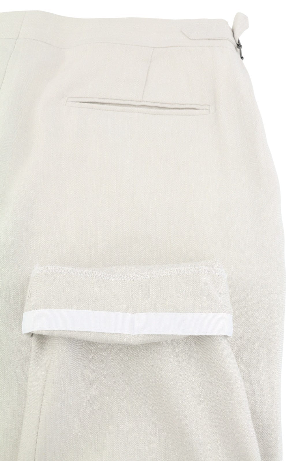 SUITSUPPLY Brescia Men Trousers UK42L Light Grey Linen Wool Silk Turn Up Slim