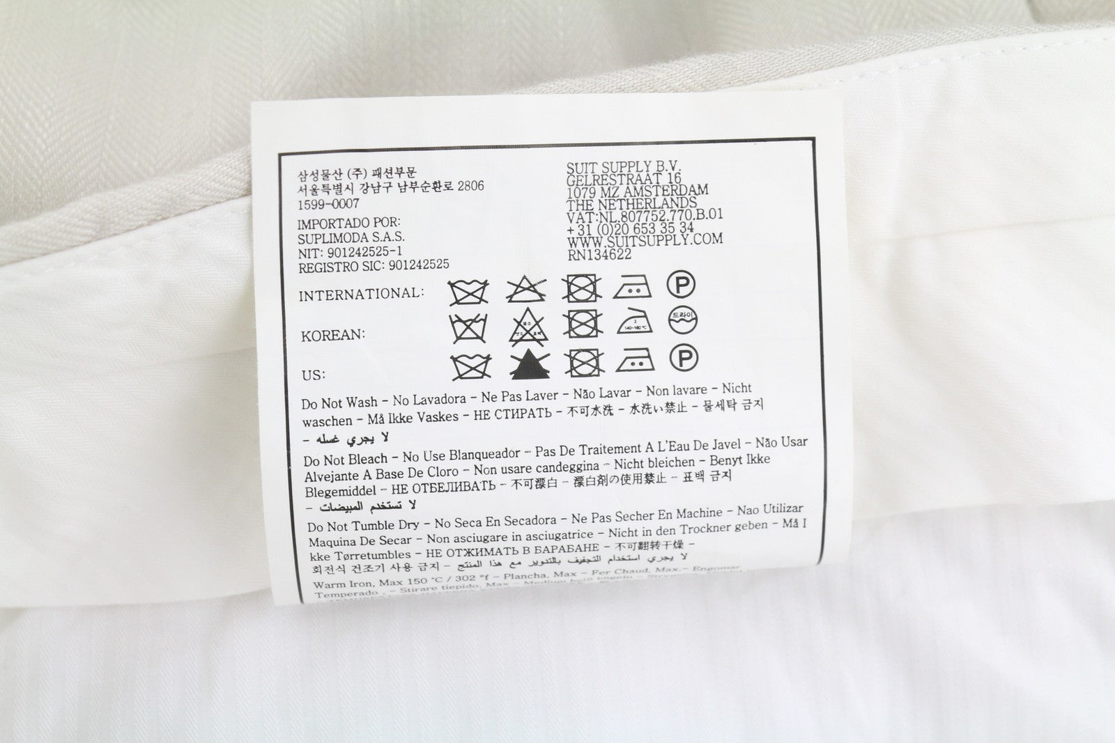 SUITSUPPLY Brescia Men Trousers UK42L Light Grey Linen Wool Silk Turn Up Slim