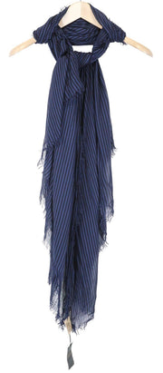 MAISON SCOTCH Women's Scarf OS Blue Casual Lightweight Striped Pattern Wrap
