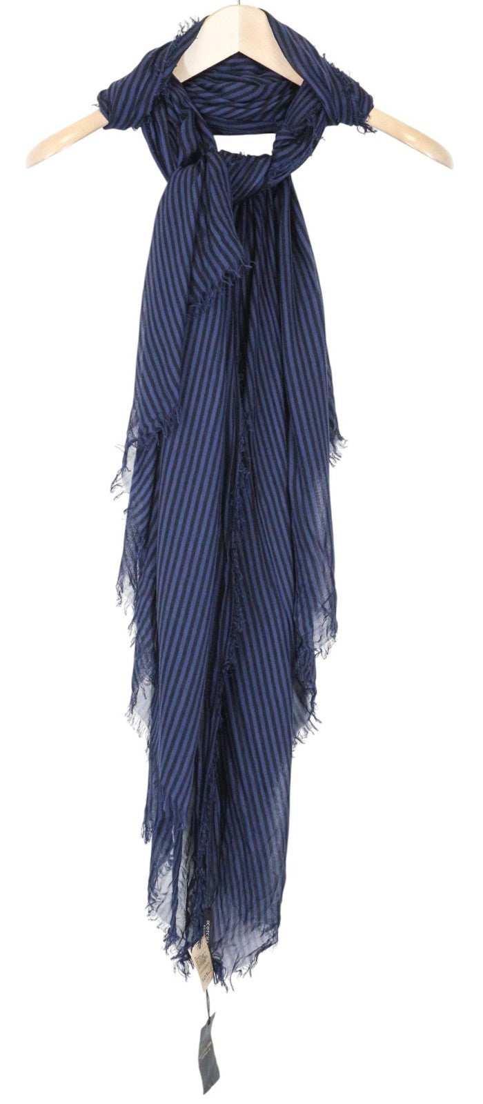MAISON SCOTCH Women's Scarf OS Blue Casual Lightweight Striped Pattern Wrap