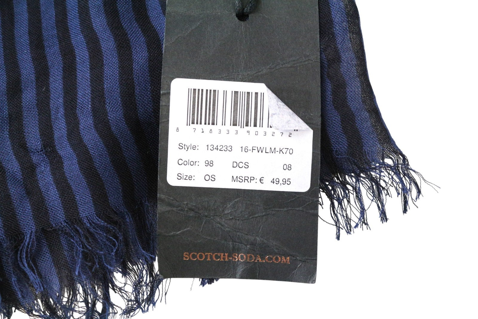 MAISON SCOTCH Women's Scarf OS Blue Casual Lightweight Striped Pattern Wrap