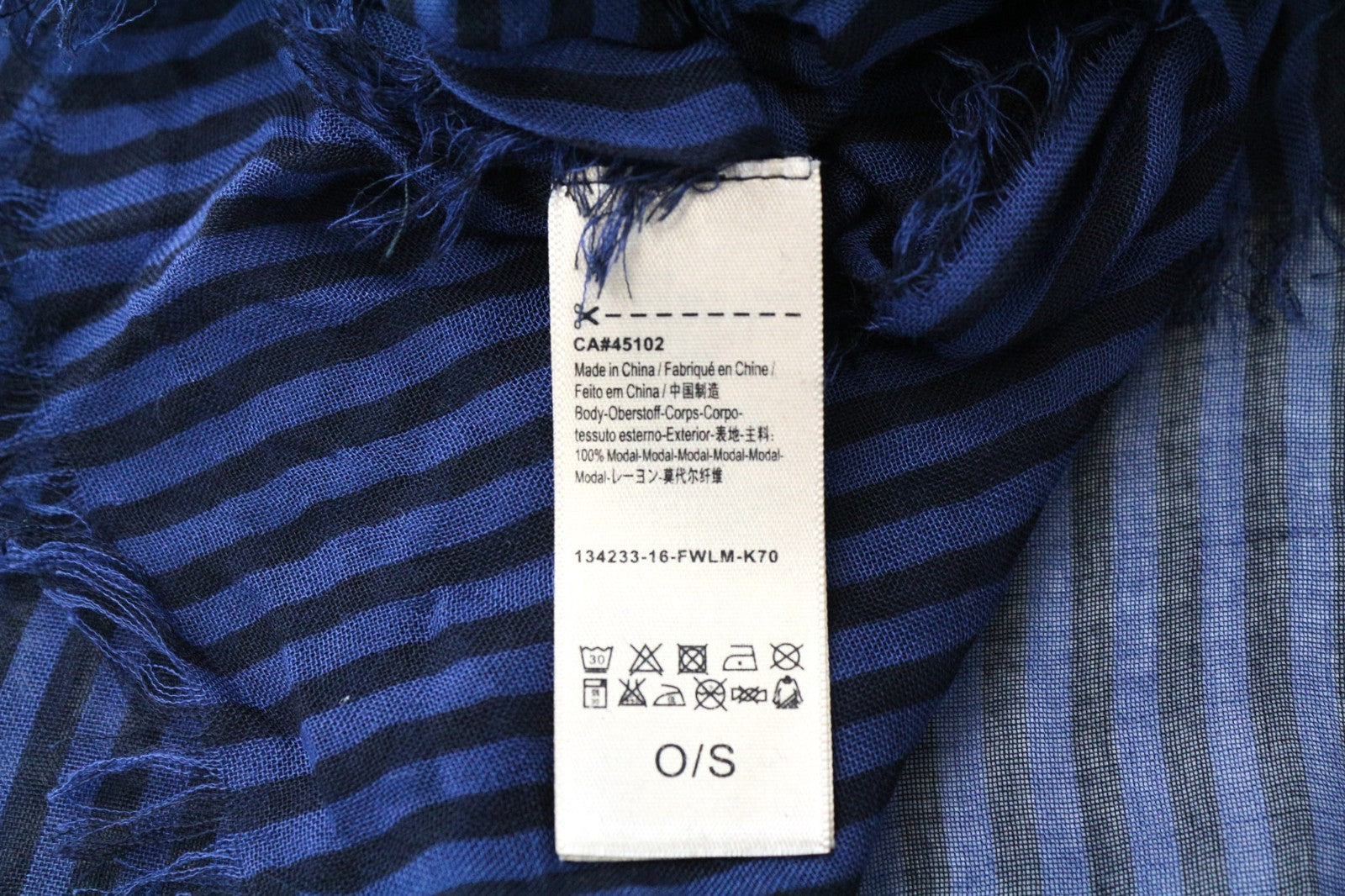 MAISON SCOTCH Women's Scarf OS Blue Casual Lightweight Striped Pattern Wrap