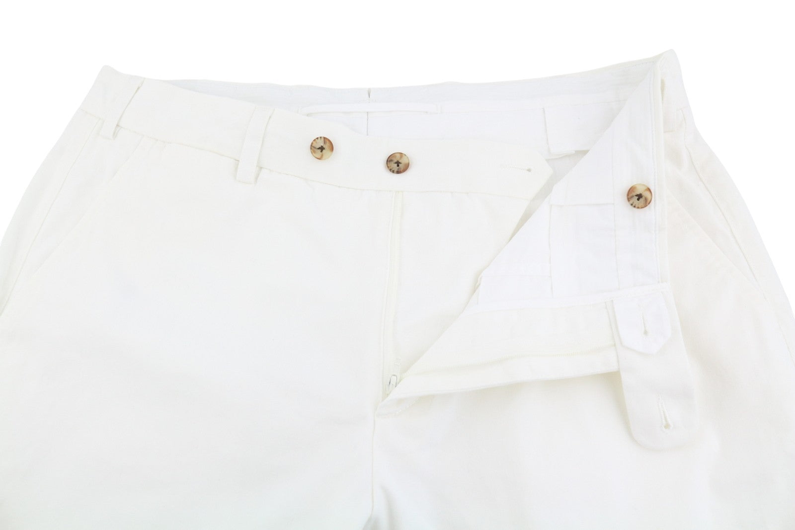 SUITSUPPLY Porto Men Trousers UK34R White Pure Cotton Slim Fit Zip Fly Chino