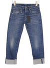 Jeans Cuffed Boy Straight Dalston Selvedge Blue Stretch