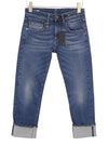 Jeans Cuffed Boy Straight Dalston Selvedge Blue Stretch