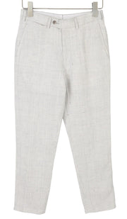 SUITSUPPLY Soho Men Trousers UK26R Light Grey Pure Linen Patterned Tapered Fit