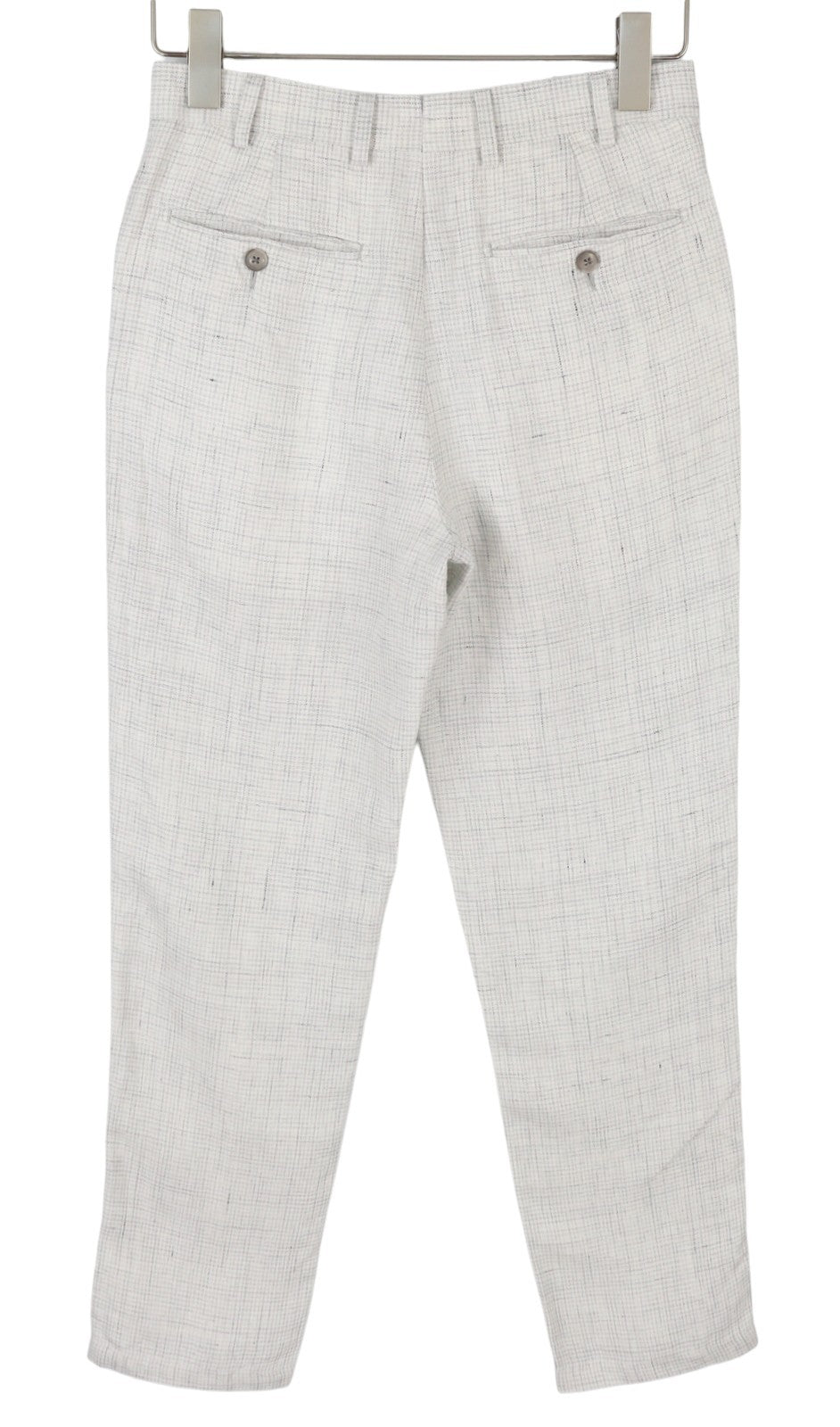 SUITSUPPLY Soho Men Trousers UK26R Light Grey Pure Linen Patterned Tapered Fit