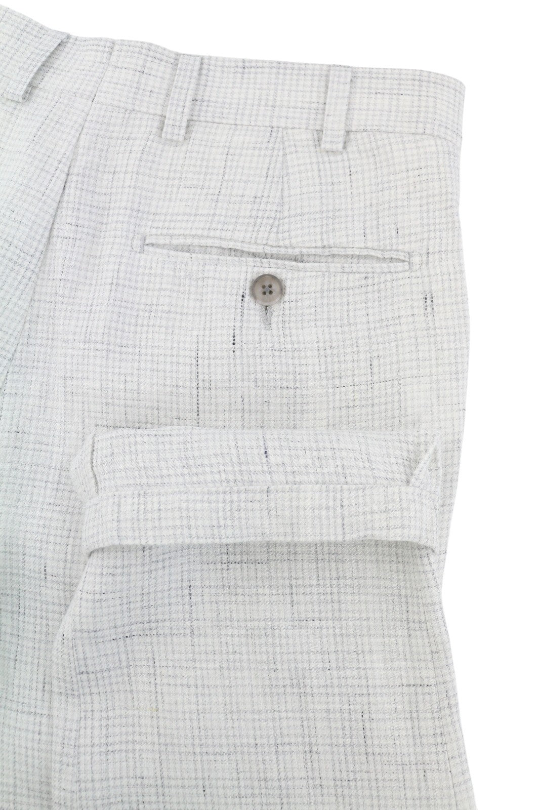 SUITSUPPLY Soho Men Trousers UK26R Light Grey Pure Linen Patterned Tapered Fit