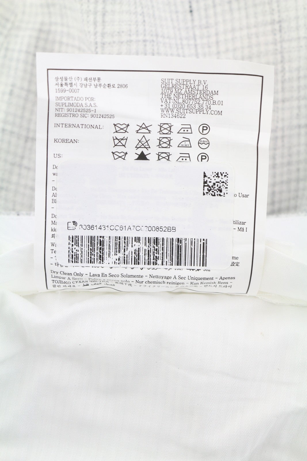 SUITSUPPLY Soho Men Trousers UK26R Light Grey Pure Linen Patterned Tapered Fit