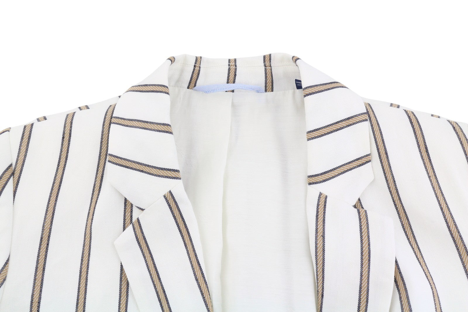 GANT Women Blazer EU36 Off-White Pinstriped Linen Blend Notch Lapel Button-Up