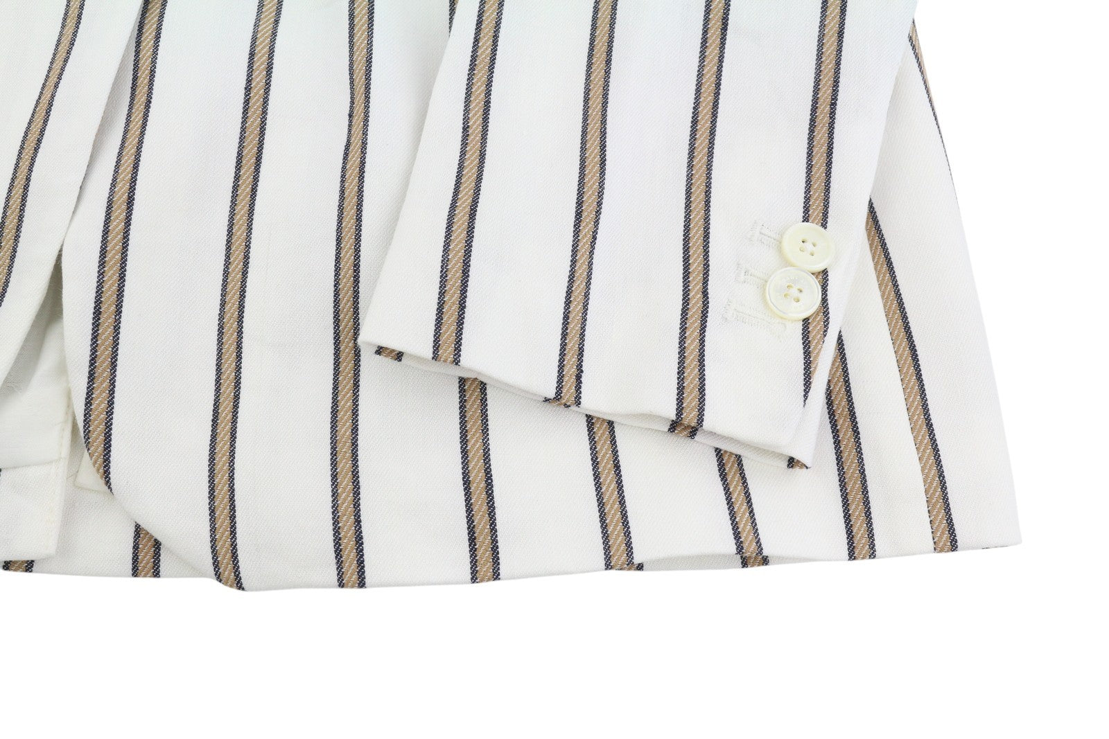 GANT Women Blazer EU36 Off-White Pinstriped Linen Blend Notch Lapel Button-Up