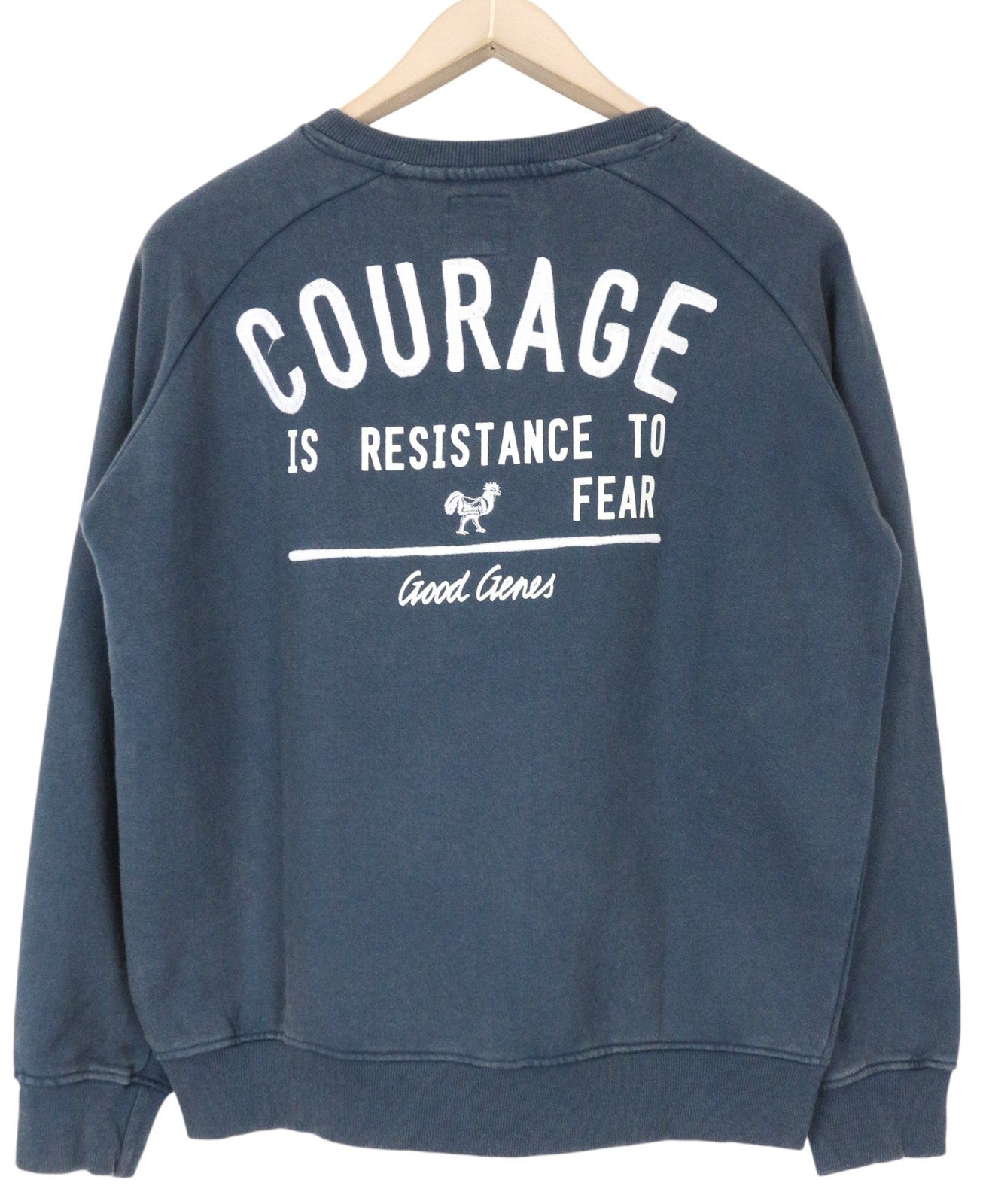 GOOD GENES Women's Sweatshirt S Blue Logo Pullover Pure Cotton Long Sleeve