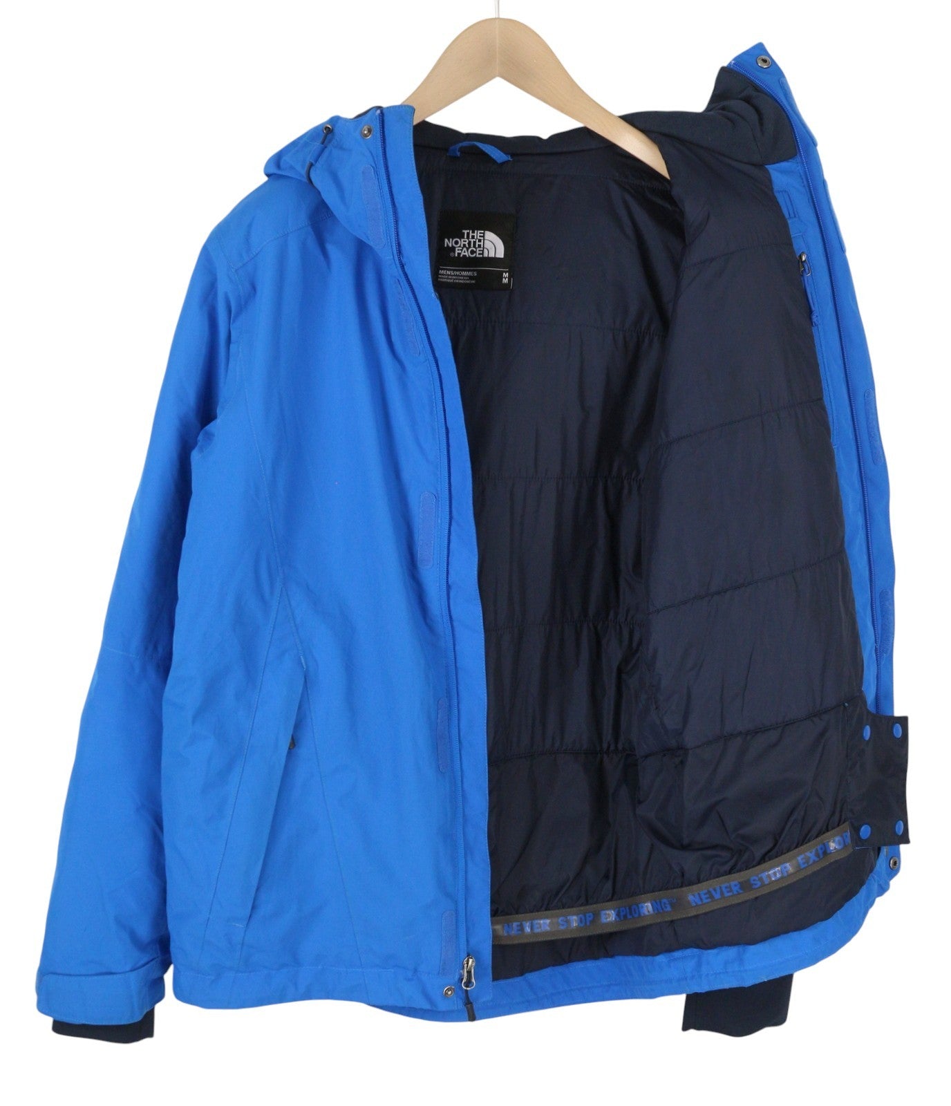 THE NOTH FACE Men Jacket M Blue Skiing Insulated Hooded Snow Skirt Dry Vent