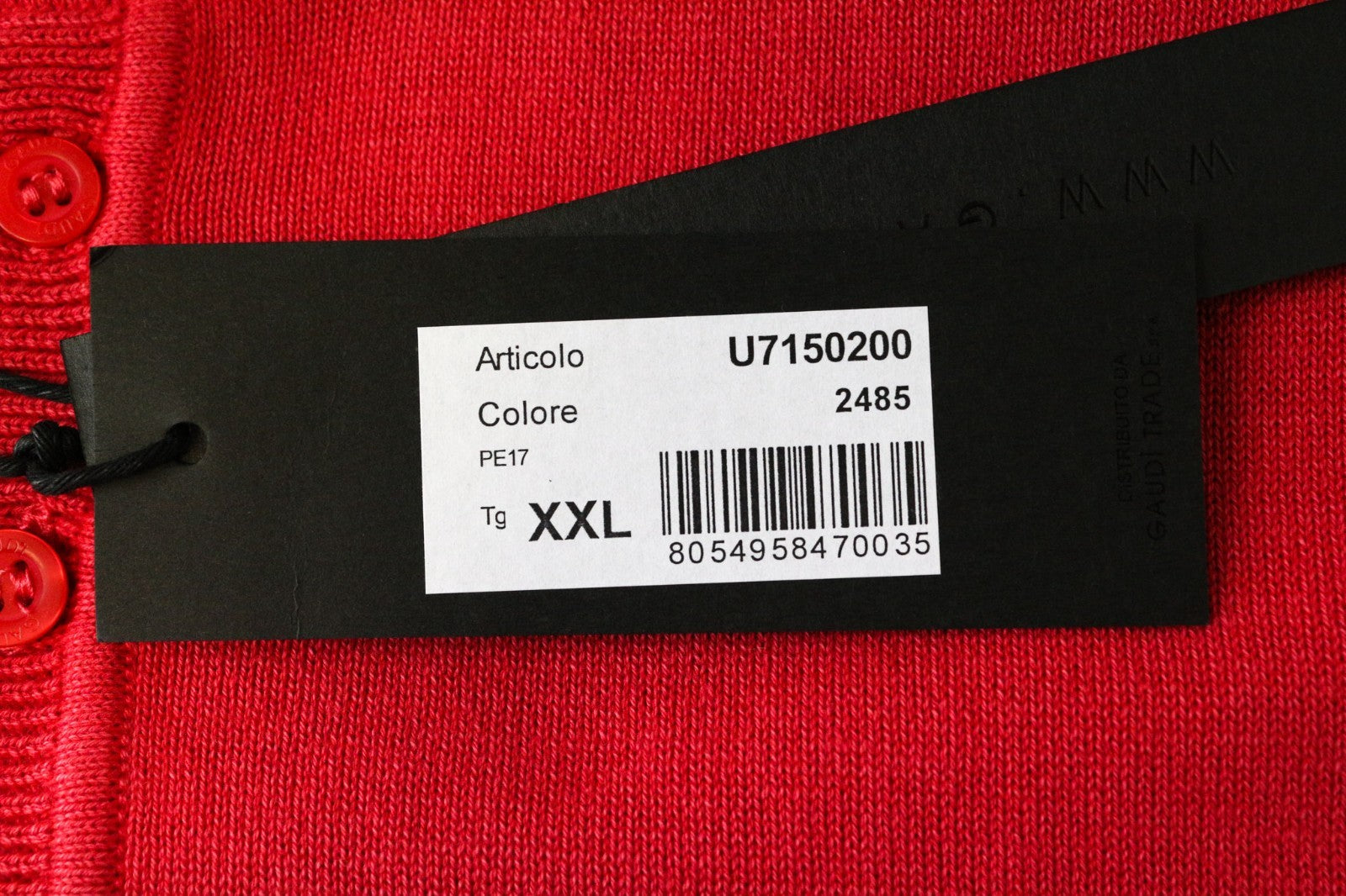 GAUDI Men's Sweatshirt 2XL Red Cotton Henley Casual Long Sleeve Pullover