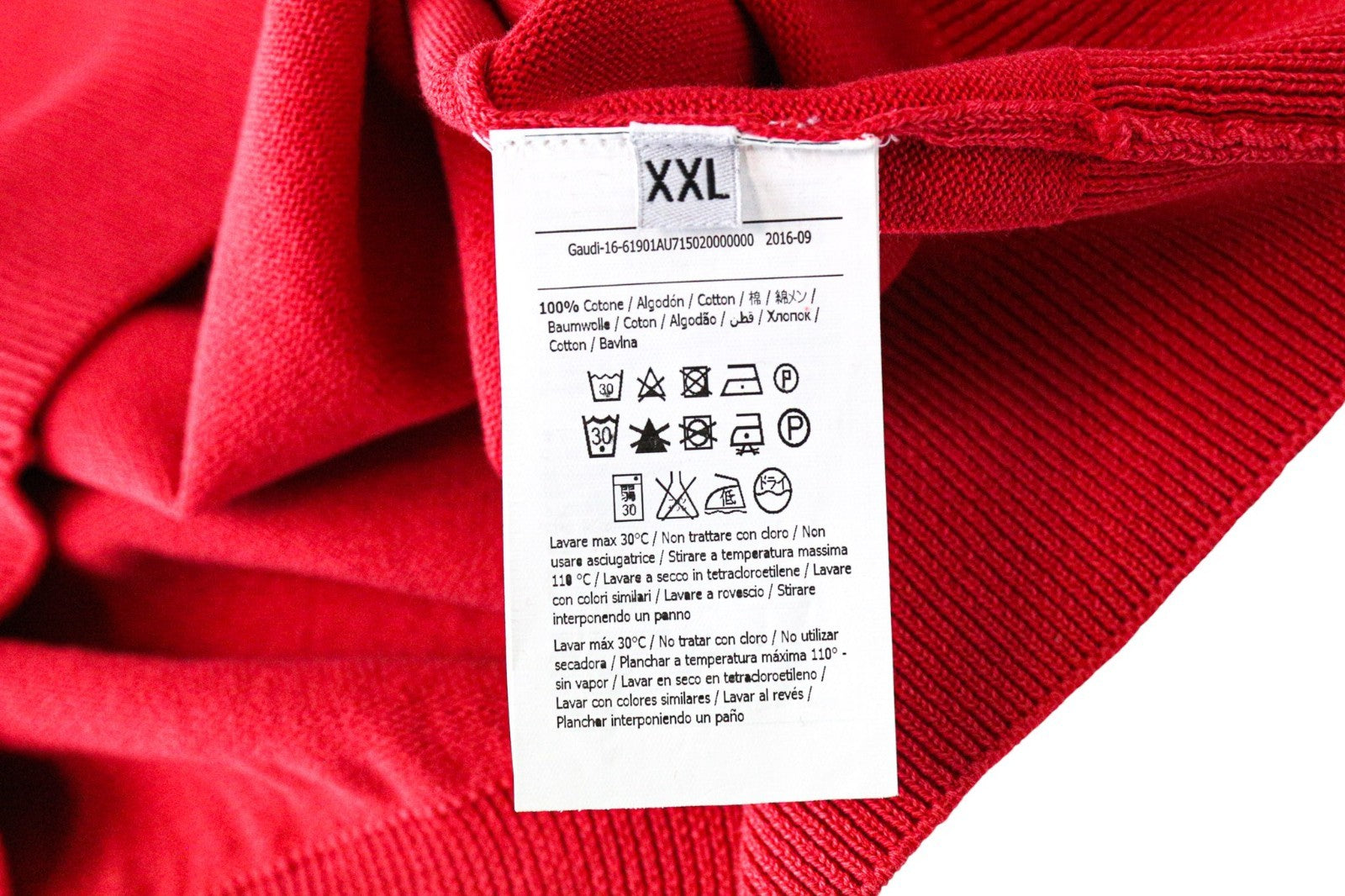 GAUDI Men's Sweatshirt 2XL Red Cotton Henley Casual Long Sleeve Pullover