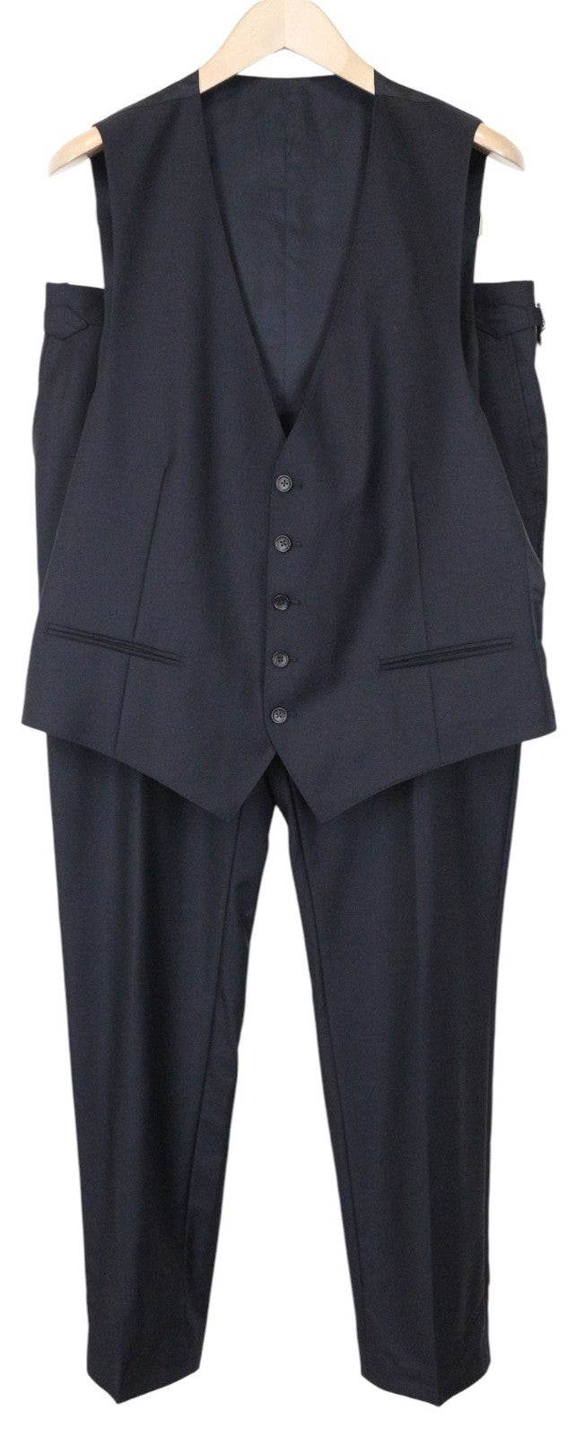 SUITSUPPLY Ferrara Men's 2Pc Suit UK44R Navy Wool Trousers Waistcoat Classic